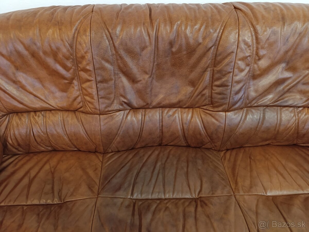 Kožená sedací souprava 3 + 2 + 1, nábytek z masívu - 13
