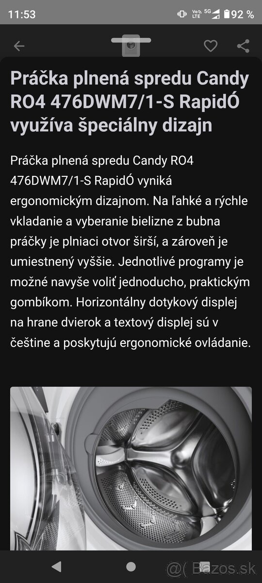 Predám novú smart práčku Candy - 13