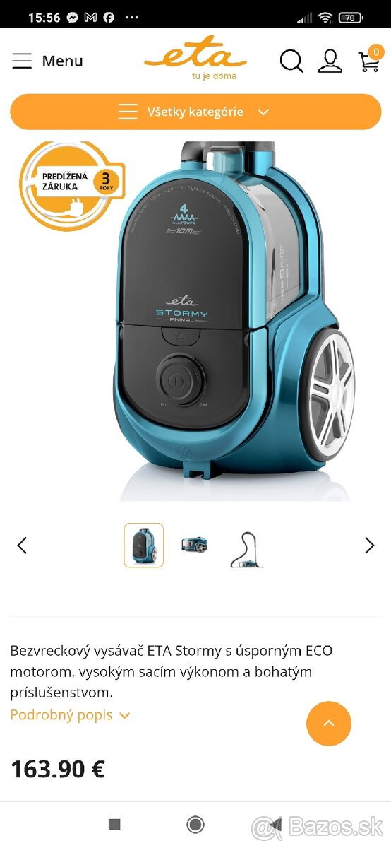 Vysávač ETA stormy animal cyclone systém - 13