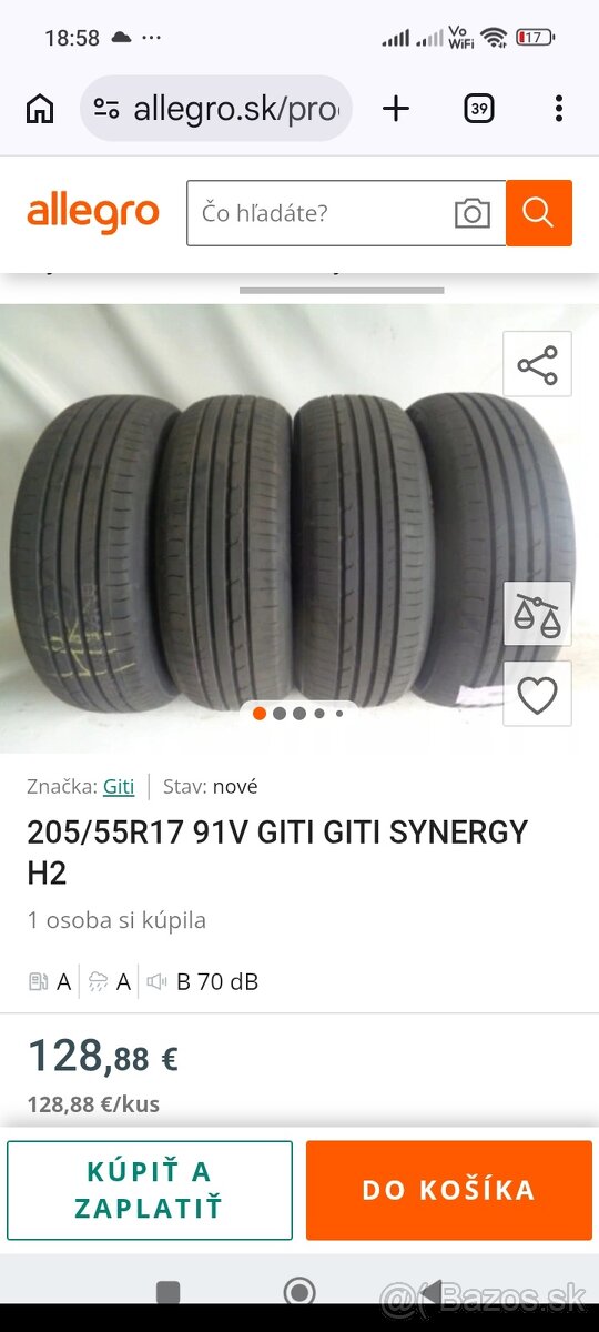 Predám letné pneu.205/55 R17 - 13