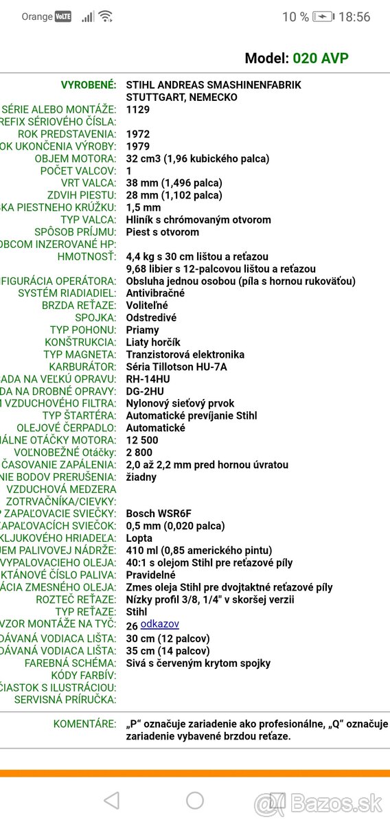 Motorová píla Stihl 020 AVP - 13