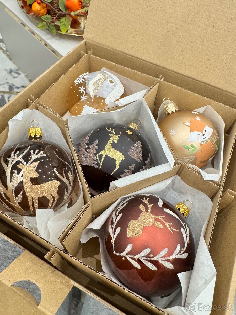 Vianočné sklenené gule , ručne malované sklenené banky - 13