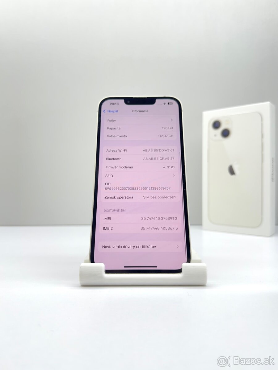 iPhone 13 128GB WHITE TOP STAV ORIGINÁL+PRÍSLUŠENSTVO - 13