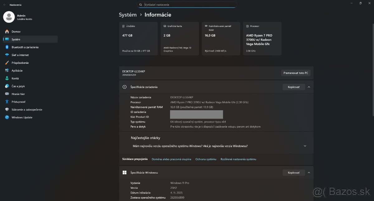 Thinkpad T495 /Ryzen 7 Pro 3700U/16GB RAM/FHD IPS/512GB SSD - 13