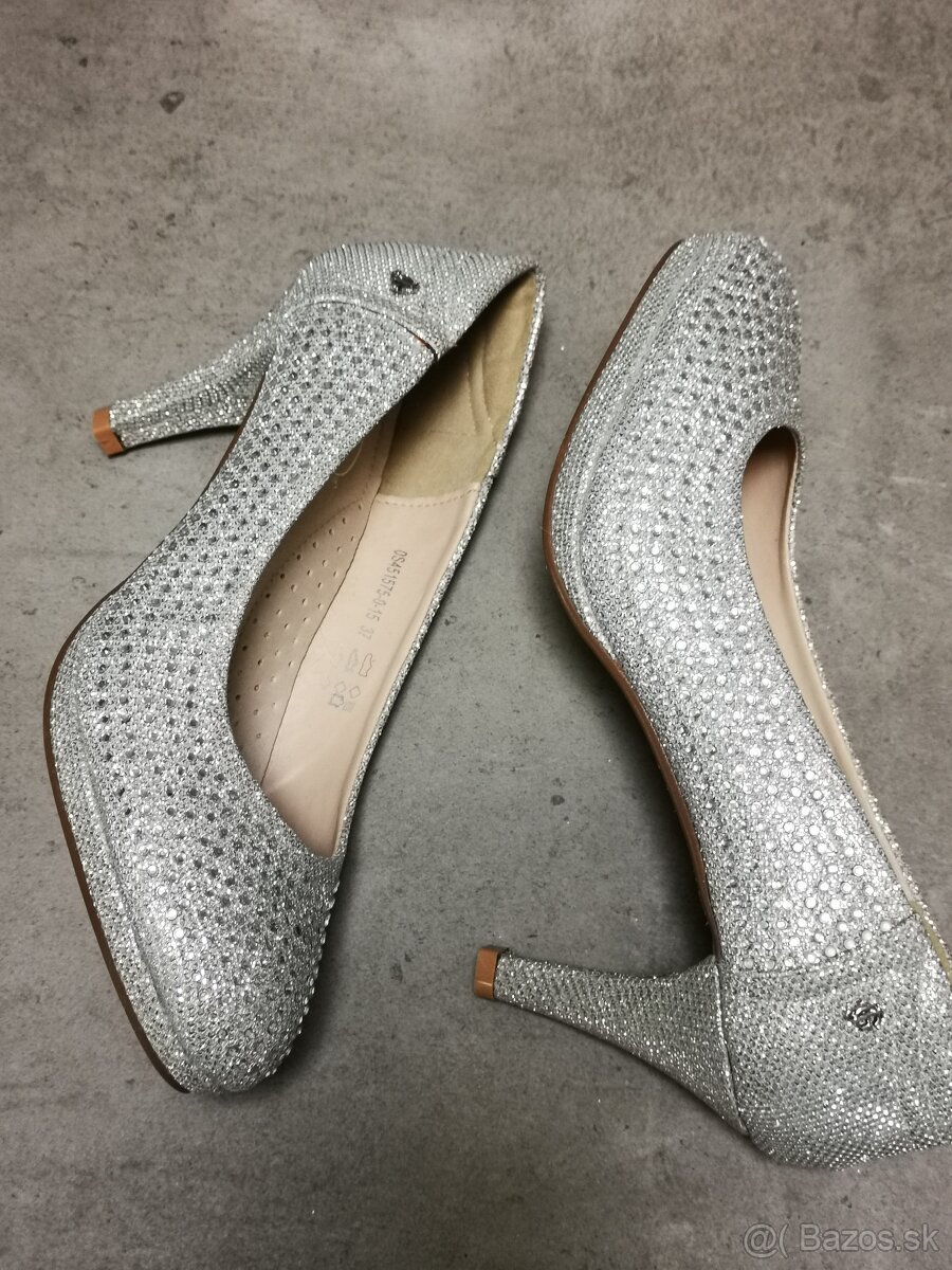 Biele a strieborné lodičky + kabelka - 13