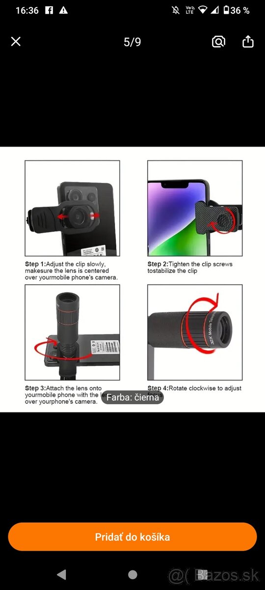 Predám telescope na telefón 32 x zoom - 13