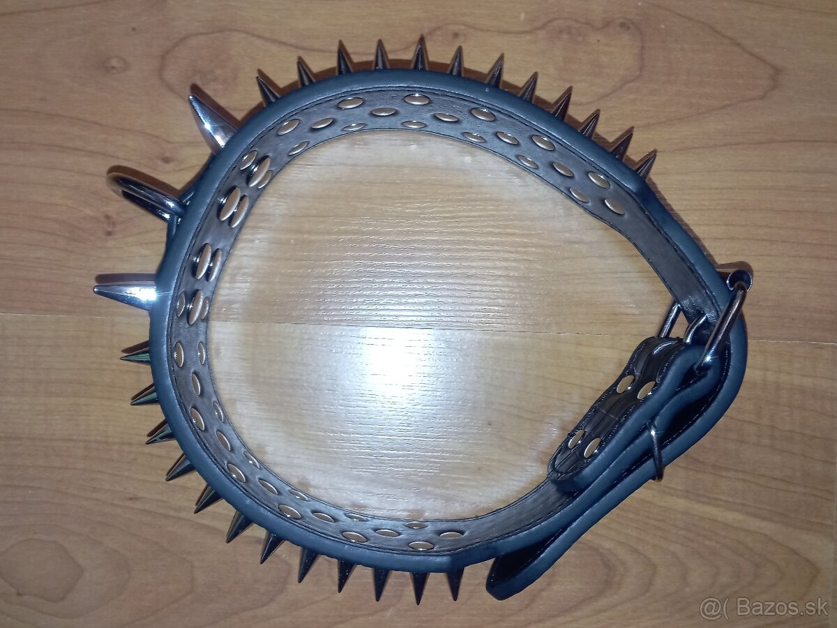 Koženkový obojok s hrotmi S M Lčierne - 13
