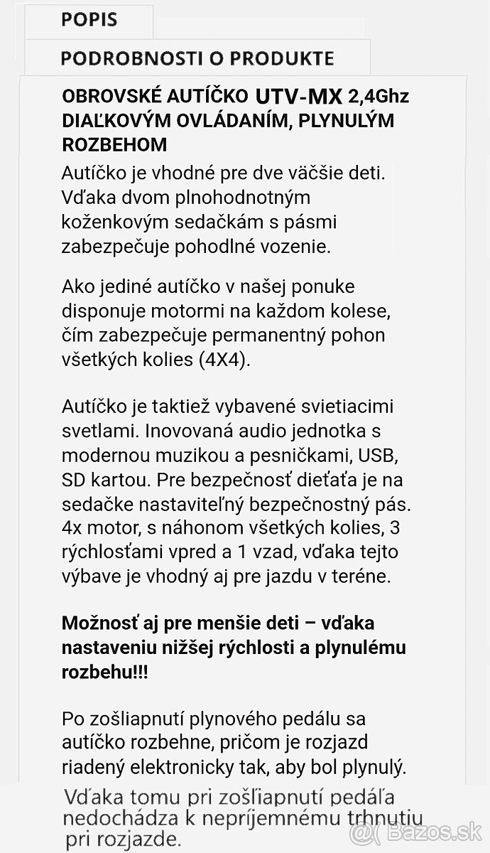 Detské elektrické autíčko UTV-MX - 13