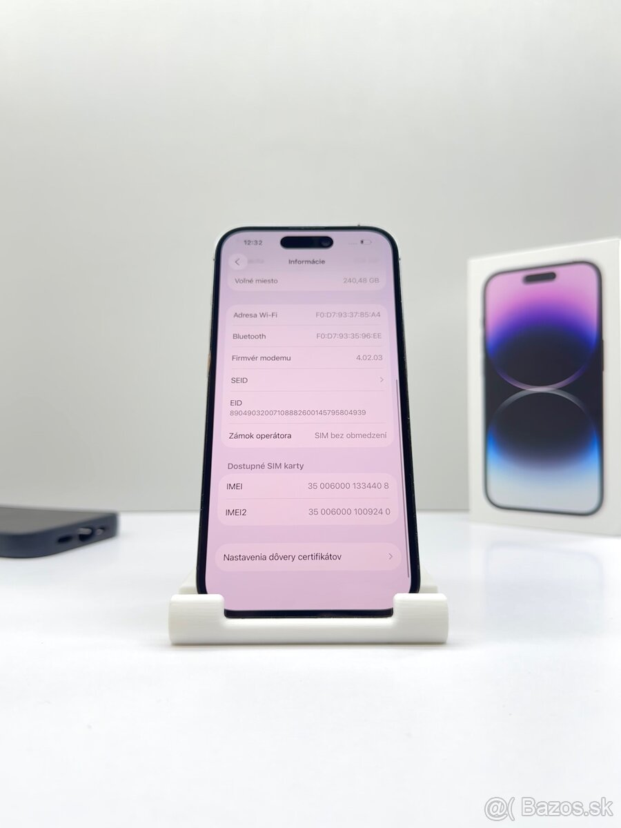 iPhone 14 PRO 256GB DEEP PURPLE TOP STAV ORIGINÁL - 13