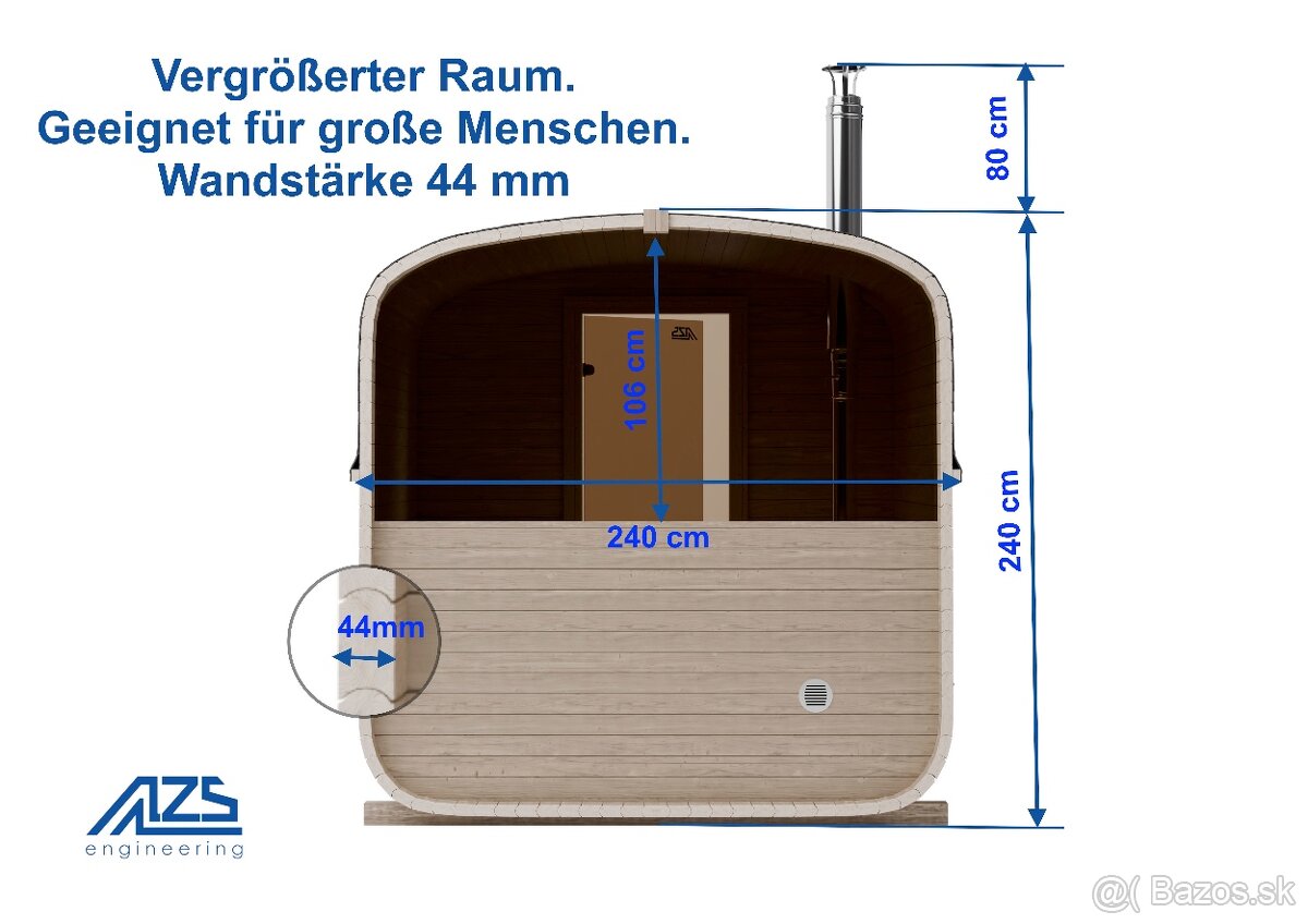 Sudová sauna 240cm AZS-ENGINEERING QUADRO 2QL - 13