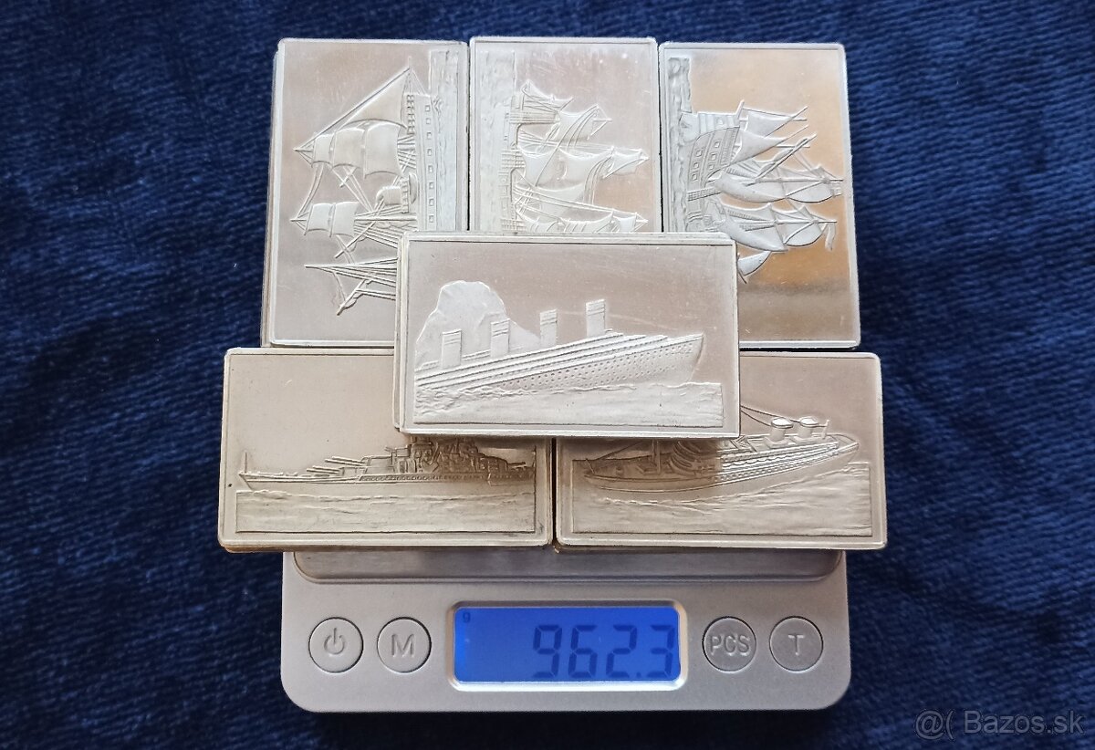 Investičné striebro-tehličky-sada Slávne lode-70te roky-962g - 13