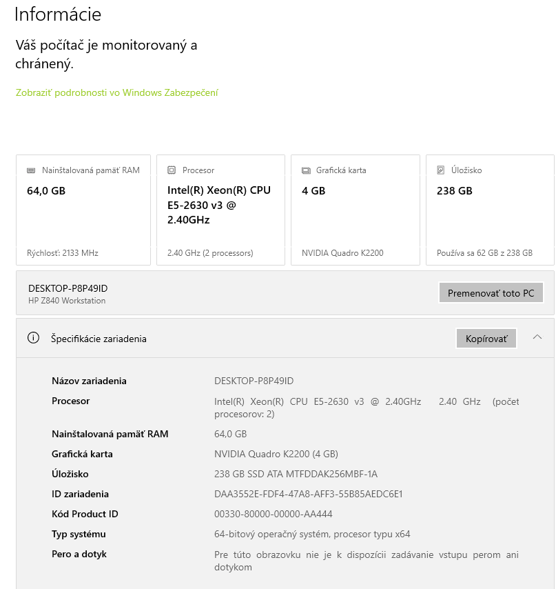 HP Z840 Workstation, 64GB DDR4 - 13