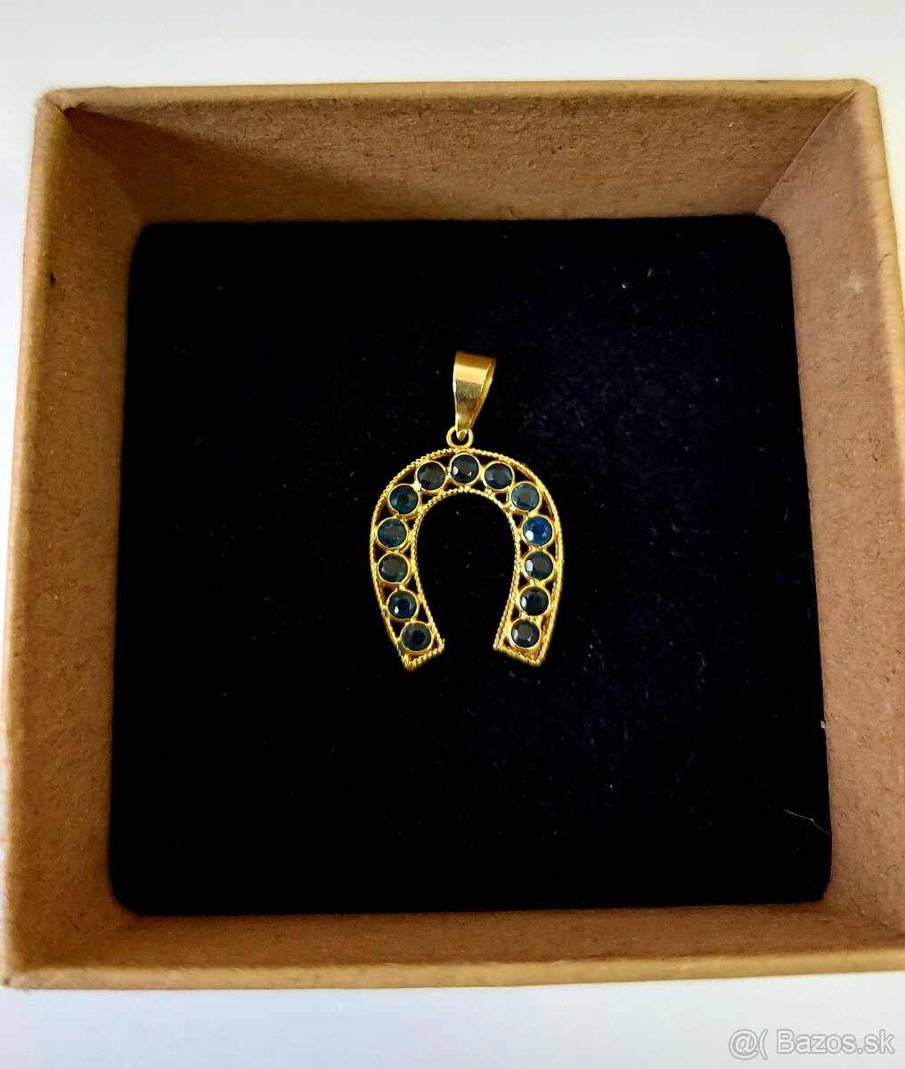 Zlatý prívesok so zafírmi a rubínmi - 13