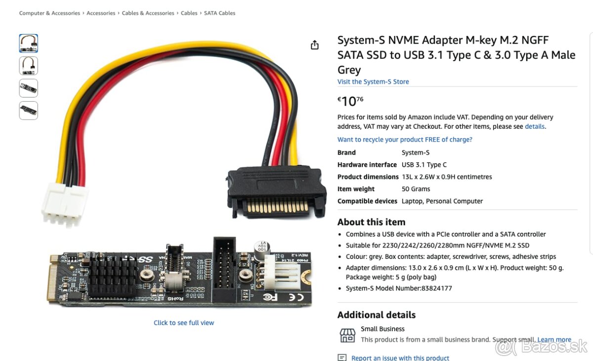 5× M.2 M‑Key to USB‑C / USB‑A interný adaptér - 13