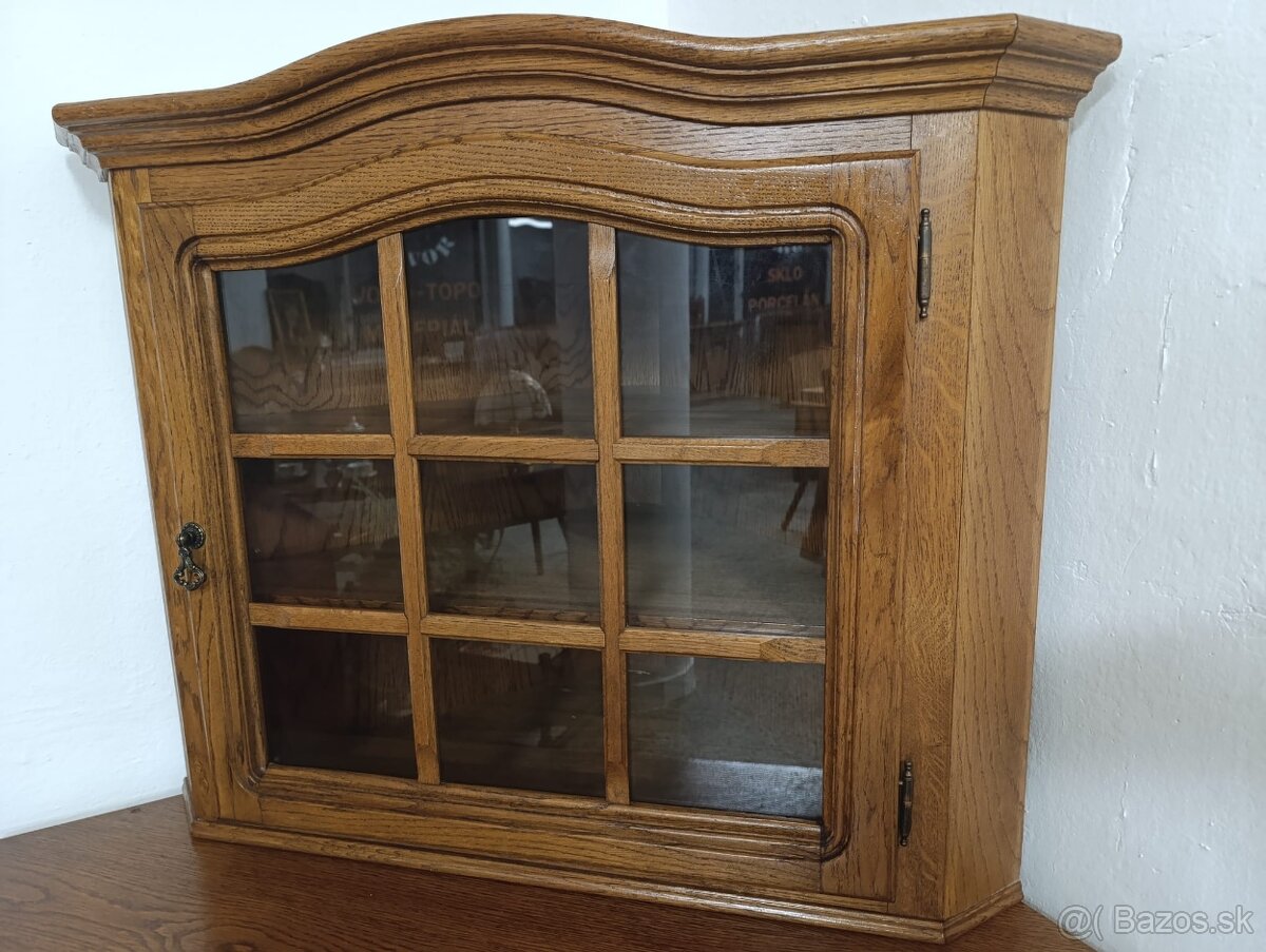 Rustikální příborník / rohová komoda + vitrína, masív - 13