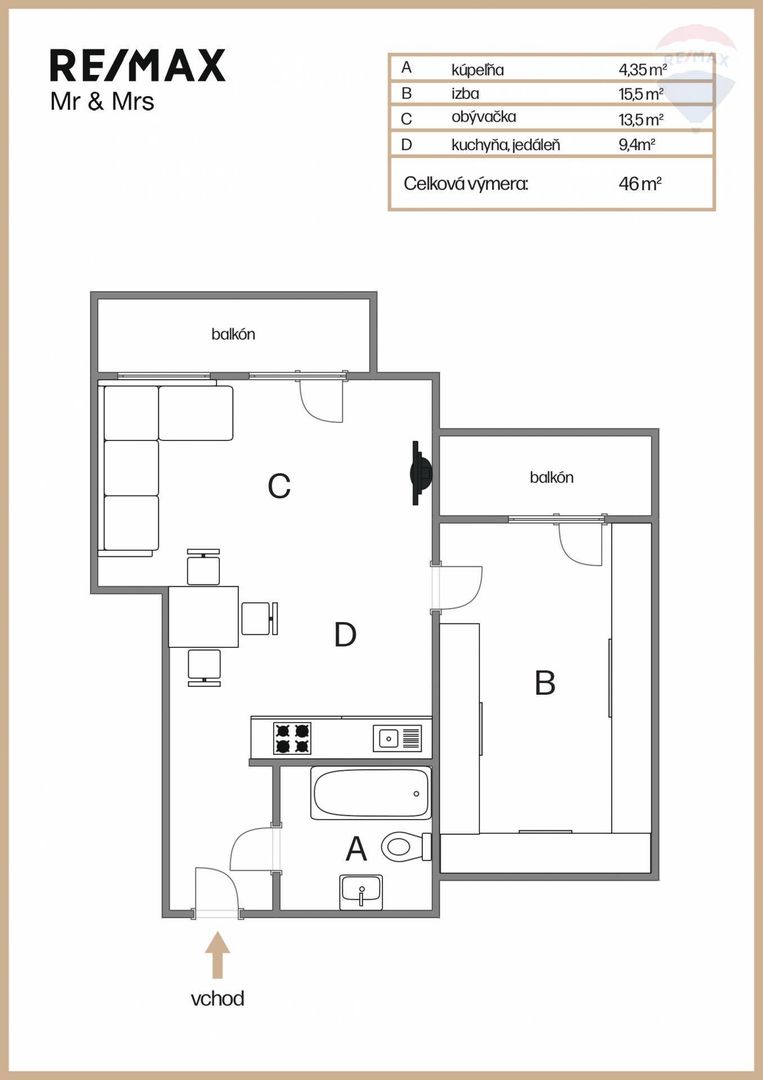 2-izbový byt s dvomi balkónmi, parkovaním a pivnicou – Kapln - 13