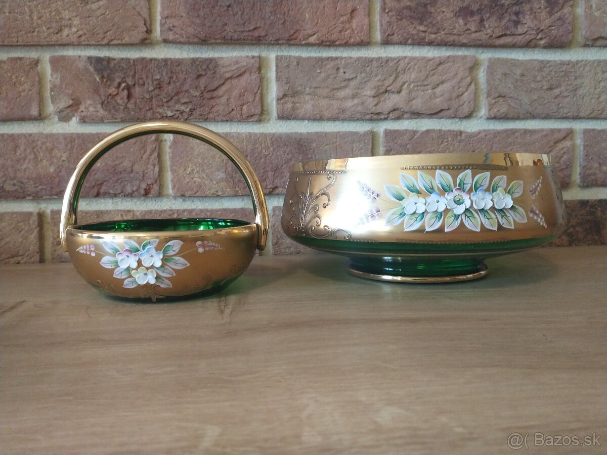 borské sklo, art deco, labute, zlatá zuzana - 13