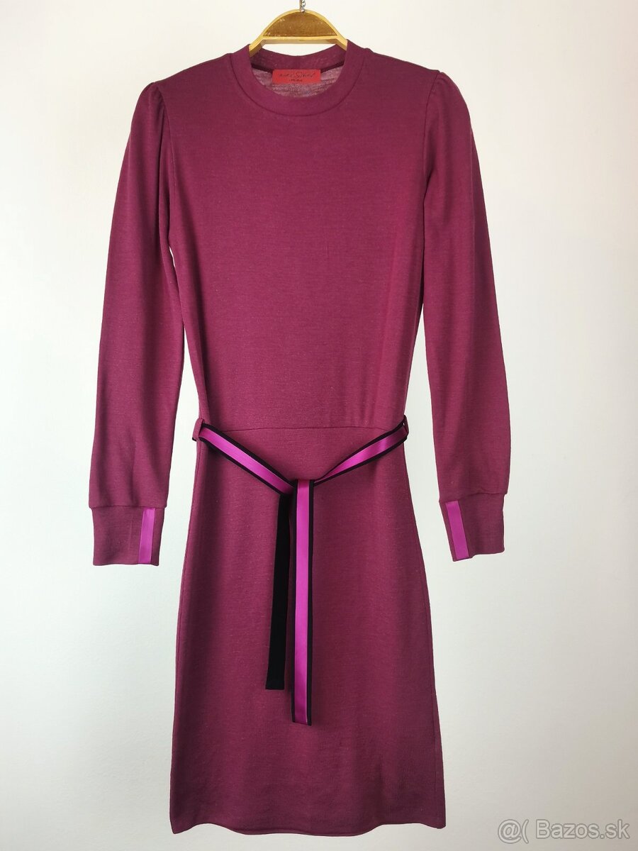 Bordové merino šaty na každý deň - 13