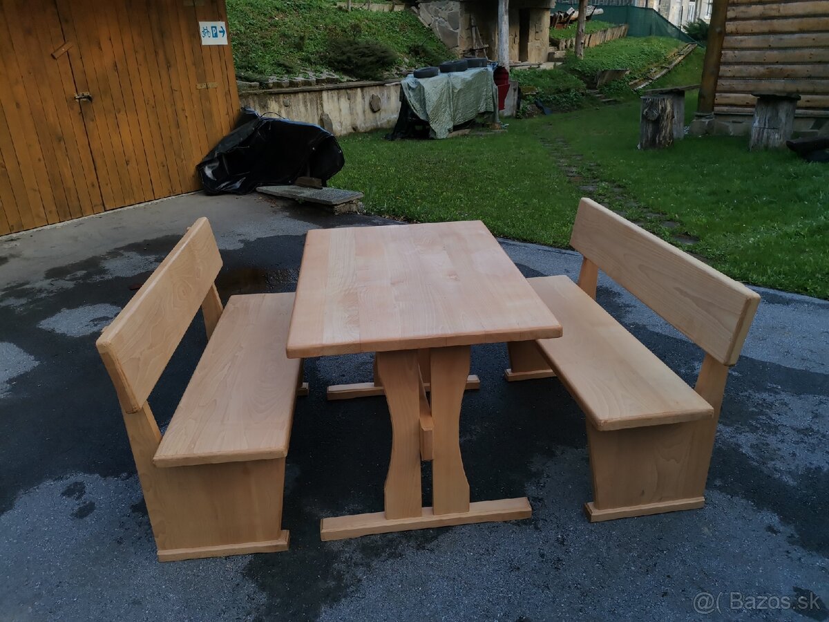 Masívne stoly s lavicami - 13