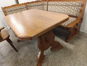 Rustikální jídelní kout, rohová lavice, stůl, křesla, židle - 13