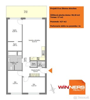 Predaj 4-izb. 90m2 RD novostavba, 295m2 al. 427m2 pozemok, J - 13