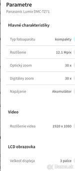 Digitálny fotoaparát PANASONIC DMC-TZ71 TOP STAV - 13