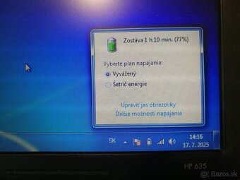 HP 6-series. 15,6". Disk 250 GB. Windows 7. Nová klávesnica - 13