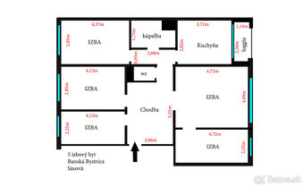 5 izbový byt BB / 97 m2 / SÁSOVÁ / STAROHORSKÁ / LOGGIA / - 13
