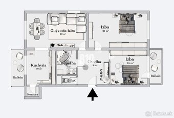 Veľký 3-izbový byt- 2x balkón- Klimatizácia - 13