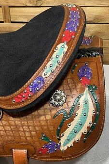 Westernový sedlový komplet hnědý barevný - 13