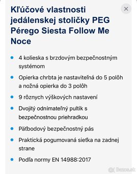PEG PEREGO Siesta Follow Me Ice detská jedalenská stolička p - 13