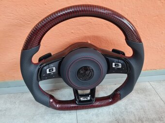 VOLANT VOLKSWAGEN R LINE GTI - KOZA / BIELY KARBON / BORDOVY - 13