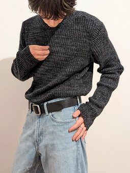 Pletený sveter GEORGE – tmavosivý. Crew neck sweter - 13