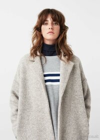 Mango Oversized béžový dámsky kabát strih coccoon XS 34 - 13
