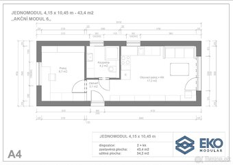 RD - nízkoenergetická drevostavba - Jednomodul 4,15x10,45m - 13