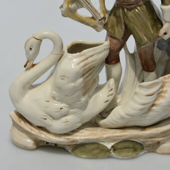 2 starožitné porcelánové sošky - Dáma a gavalier s lutnou - 13
