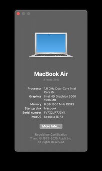 MacBook Air (13-inch, 2017) /intel Core i5/8GB RAM/128GB SSD - 13