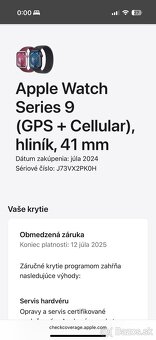 Predám Apple Watch Series 9 (GPS + Cellular), hliník, 41mm - 13