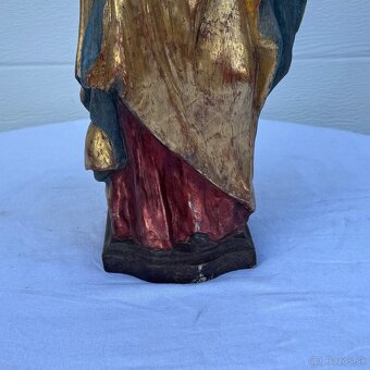 Dřevěná starožitná socha Panna Marie - 13