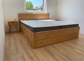 Dubová posteľ - úložný priestor, výklopné rošty - 13