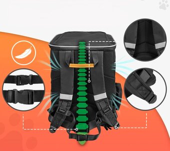 Reflexný batoh pre zvieratká s miskou - béžový čierny sivý - 13