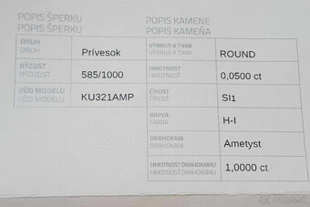 zlatý prívesok s briliantami a ametystom, zn. iZlato - 13