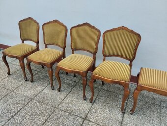 Barokní židle + taburet, rustikální, starožitný nábyte - 13