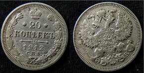 Cárske Rusko strieborné 10, 15, 20 kopejky, moneta rubeľ - 13