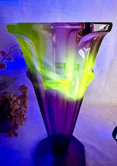 Fialová uranova vaza ART Deco top stav - 13