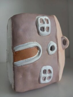 Sada 3ks ručne robené keramické domčeky na sviečku - 13