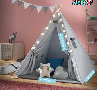 Detský stan Teepee 160x120x120cm - 3 farby - so svetlom - 13