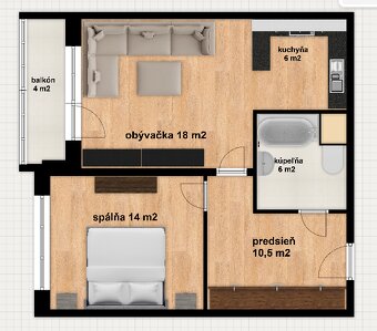 Bratislava II, TEHLOVÝ, 2+kk, 56 m2 + veľká loggia - 13