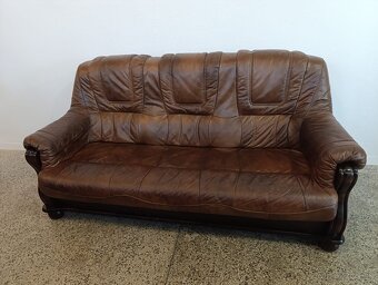 Kožená sedačka, trojsedačka, nábytek z masívu, kůže - 13