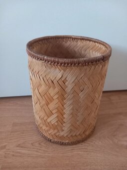 Stará prútená/lyková nádoba, košík 23x18,5 cm - 13